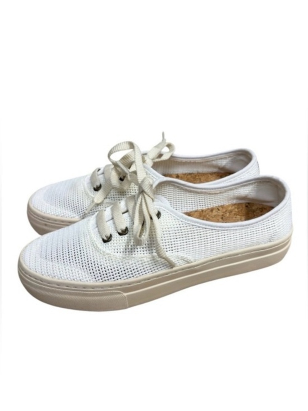 Soludos White Mesh Platform Sneakers Women’s Size 7 Cork Insole New with Box